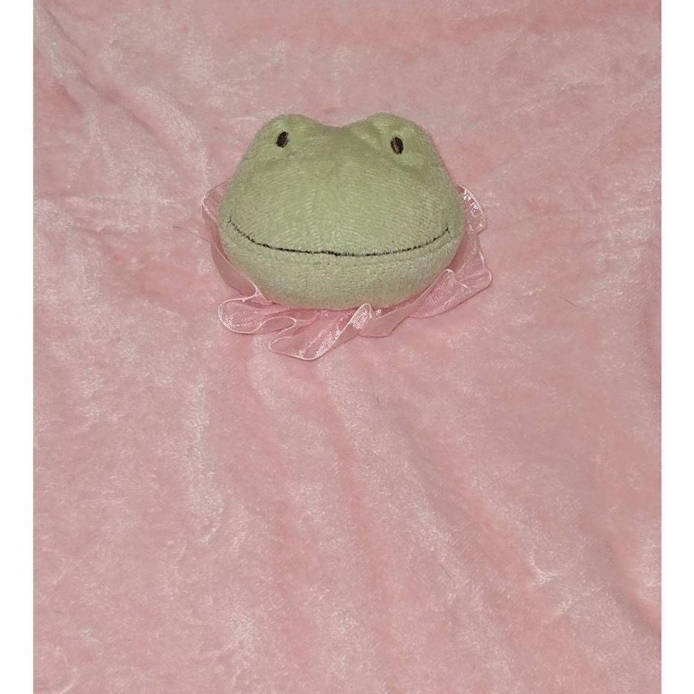 Hallmark Lovey Princess Frog Baby Security Blanket Plush Pink Satin Trim 19" x 1